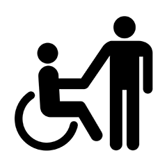Person in a wheelchair holding someone's hand